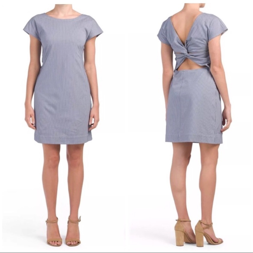 Nwt Theory Andrizza Seersucker Twist Cut Out Dress